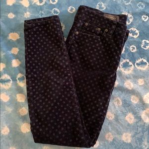 J Crew Velvet Polka Dot Cropped / Ankle Jeans